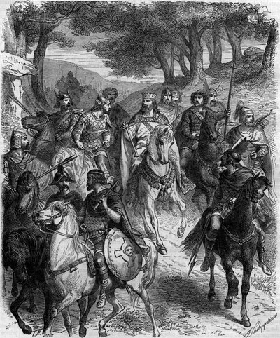 De Franse heren op de vergadering van Quiercy: het capitularium van Quierzy, uitgevaardigd op 14 juni 877 in Quierzy sur Oise door Karel de Kale om de goede werking van zijn rijk te regelen terwijl hij weg was. door French School