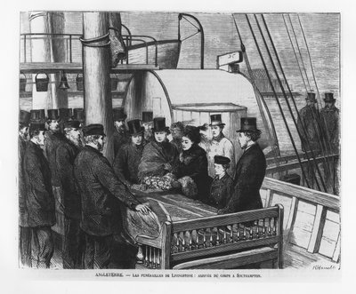 De Begrafenis van David Livingstone: Aankomst van zijn lijk in Southampton door French School