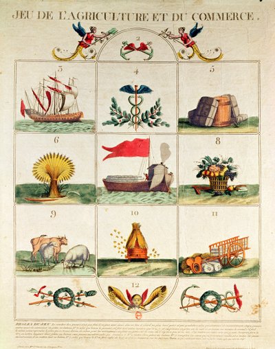Het spel van landbouw en handel, eind 18e eeuw door French School