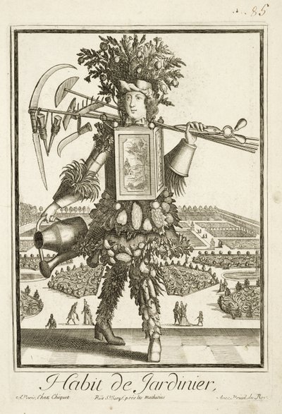 Het Kostuum van de Tuinier, illustratie uit het Dictionnaire des Sciences door Denis Diderot, gepubliceerd c.1770 door French School