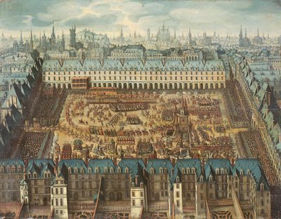 De Glorieuze Ridders Toernooi op de Place Royale ter viering van het Huwelijk van Lodewijk XIII (1601-43) met Anna van Oostenrijk (1601-66) 5, 6 en 7 april 1612 door French School