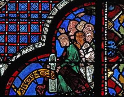Het raam van de barmhartige Samaritaan: schenkers - schoenmakers door French School