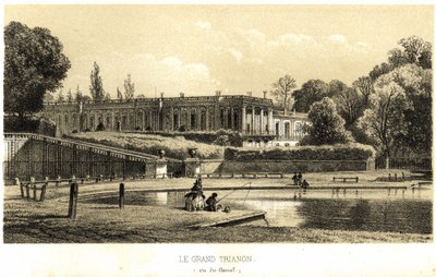 Het Grote Trianon, gezien vanaf het kanaal in Versailles in 1857 door French School
