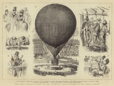 De grote gevangengenomen ballon in de Tuilerieën, Parijs door French School