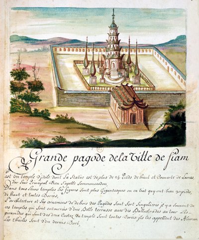 De Grote Pagode van Siam, uit een verslag van de Jezuïeten in Siam, 1688 door French School