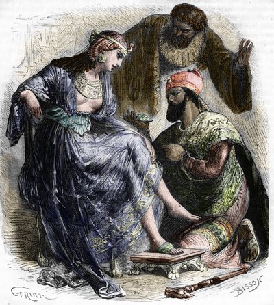 De Griekse hetaire en courtisane Rhodope en de farao Psammetichus (6e eeuw v.Chr.) door French School