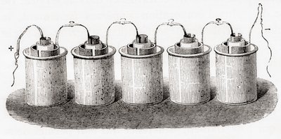 De Grove-cel, uit Les Merveilles de la Science, pub.1870 door French School
