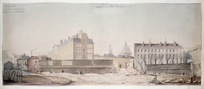Het gat in de Rue Monge, het College van Navarra en de Polytechnische School van Parijs, 1870 door French School