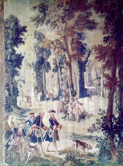 De jacht van Lodewijk XV, wandtapijt, midden 18e eeuw door French School