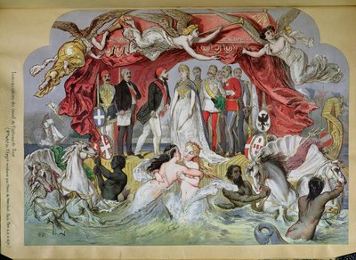 De inhuldiging van het Suezkanaal, allegorie van de vereniging van de Middellandse Zee en de Rode Zee, 1870 door French School