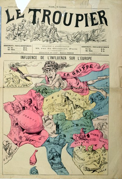 De Invloed van Influenza op Europa, uit Le Troupier, 1890 door French School