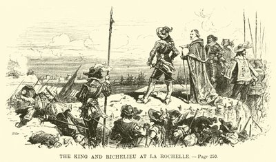 De koning en Richelieu in La Rochelle door French School