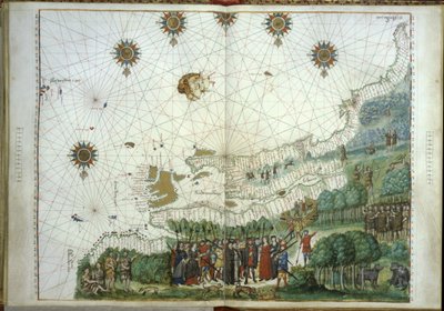 De landing van Jacques Cartier en kolonisten in Canada, 1547 door French School