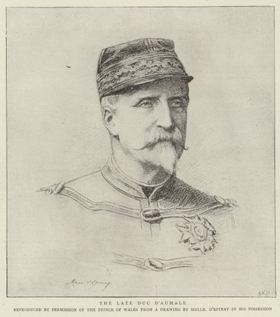 De overleden Hertog van Aumale (litho) door French School