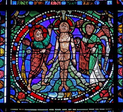 Het Leven van Christus-raam: Doop in de Jordaan door French School