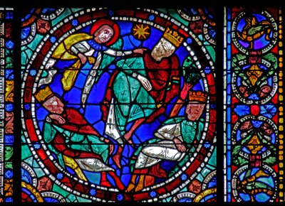 Het Leven van Christus-raam: De Wijzen - gewaarschuwd in een droom door French School