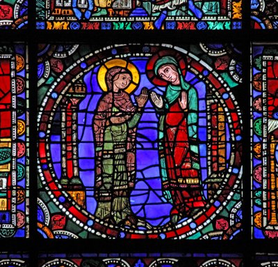 Het Leven van Christus-raam: De Maagd Maria - Bezoek door French School