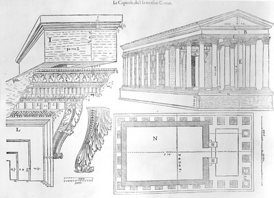 De Maison Carrée, illustratie uit Discours historial de lantique et illustre cite de Nismes door Jean Poldo d