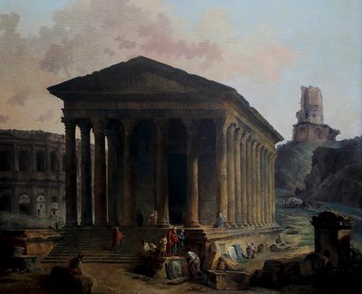 De Maison Carrée, het Amfitheater en de Tour Magne, Nîmes door French School