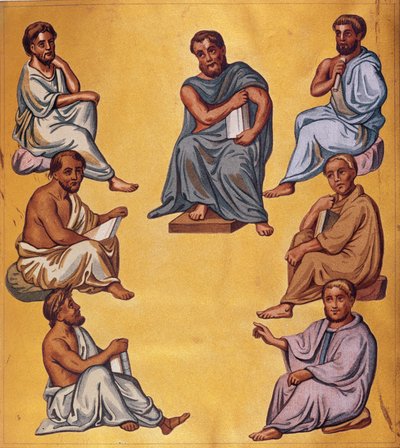 De grote artsen van de oudheid, facsimile uit de Codex Constantinopolitanus van Dioscorides door French School
