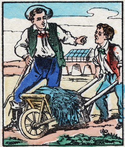 De tuinder. Gravure in 