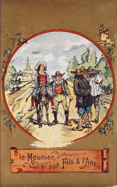 De molenaar, zijn zoon en de ezel, ca. 1880 door French School