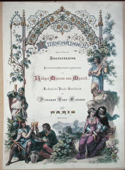 De Minnesanger ten tijde van de Hohenstaufen, facsimile van een Parijse manuscript door French School