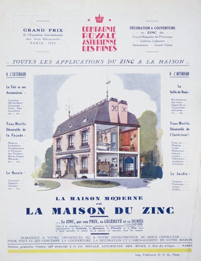 Het moderne huis is een zinken huis, advertentie uit het tijdschrift L