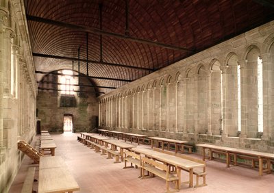 De refter van de monniken, interieur van de abdij, 1217 door French School