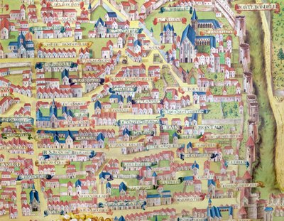 De Montagne Sainte-Genevieve, detail van het plan van Parijs gemaakt c.1540, genaamd Plan de la Gouache, c.1860 door French School