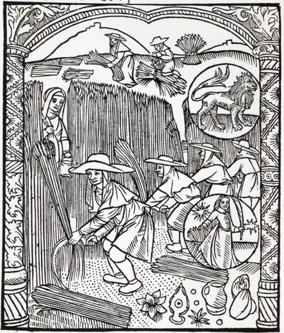 De maand augustus, uit een herderskalender, 1496 door French School