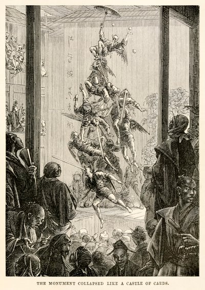 Het monument stortte in als een kaartenhuis, uit 