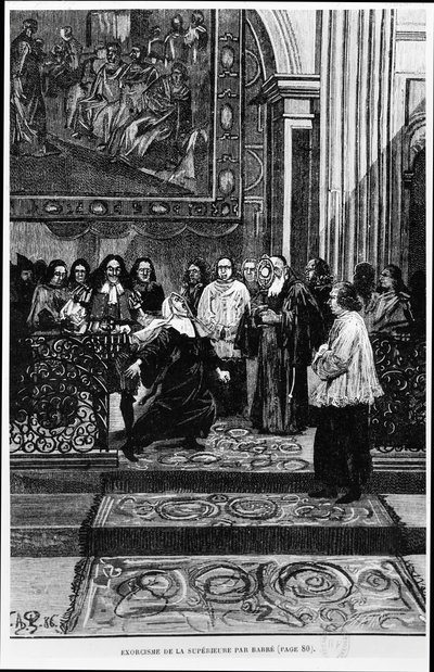 De Moeder Overste wordt bezeten door Barre, illustratie voor de bezetenen van Loudun in Les Mysteres de la Science door Louis Figuier, 1886 door French School