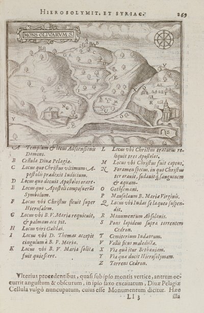 De Olijfberg, Jeruzalem, uit Itinerarium Hierosolymitanum, door J. Cotovico, 1619 door French School