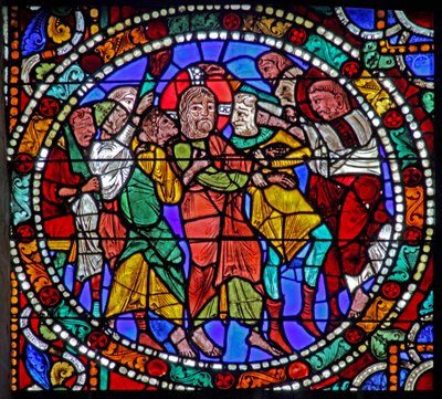Het Passie raam: Verraad van Judas door French School