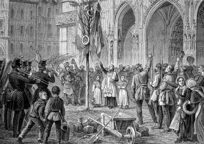 De aanplant van een Vrijheidsboom tijdens de Revolutie (Vrijheidspaal) - in 