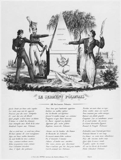 De Poolse eed, lied van de Poolse lansiers, ca. 1830 door French School