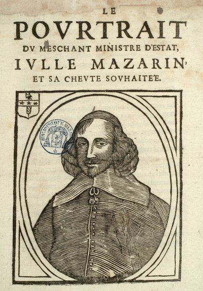 Het portret van de slechte minister van Staat, Iulle Mazarin en zijn gewenste duivel, Politiek Pamflet onder de Sling door French School