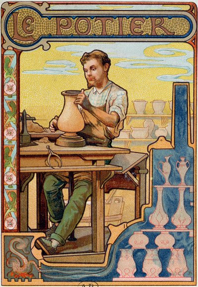 De Potter, illustratie uit een boek over ambachten, c.1899 door French School