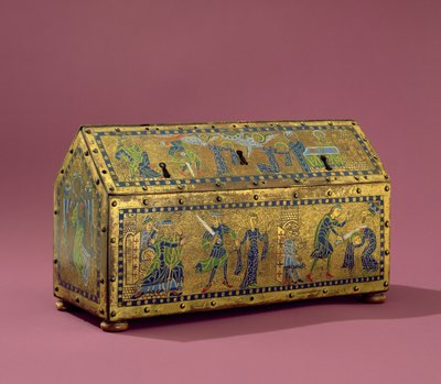 Het relikwie van St. Valerie, Limoges, c.1170 (koper en email) door French School