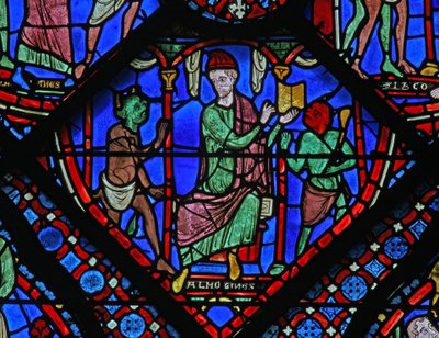 Het St. Jacobus raam: Almogines (Hermogines) roept demonen op door French School