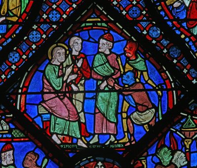 Het St. Jacobus raam: met Almongenes (Hermogines), Filetus en demonen door French School