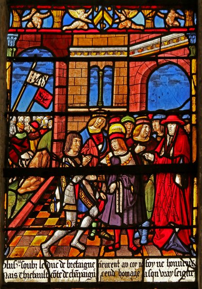 Het Sint Louis raam: Hulde van graaf Thibault IV aan Sint Louis door French School