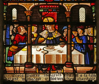 Het Sint Louis raam: Louis voedt de armen door French School