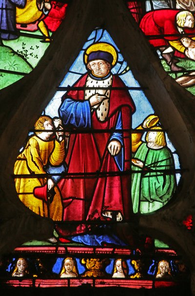 Het Sint Louis raam: Sint Louis verricht goede daden door French School
