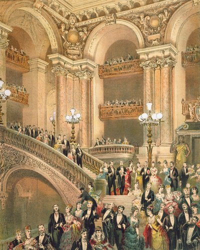 De trap van de opera, ca. 1875 door French School
