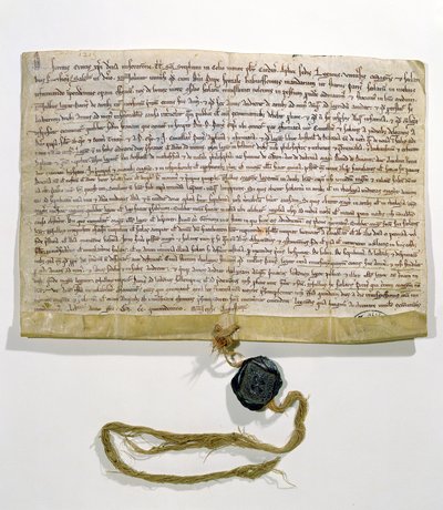 De statuten van de Universiteit van Parijs, opgesteld en verleend door kardinaal Robert de Courson, pauselijk legaat, in augustus 1215 door French School