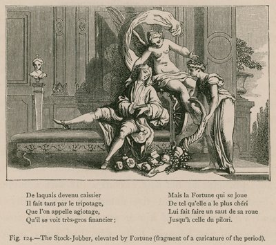 De beursmakelaar, verheven door Fortuna (fragment van een karikatuur uit de periode) door French School