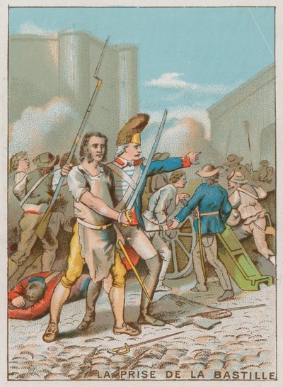 De bestorming van de Bastille (chromolitho) door French School