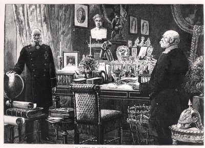 De studeerkamer van Kaiser Wilhelm I (1797-1888) Koning van Pruisen en Keizer van Duitsland door French School